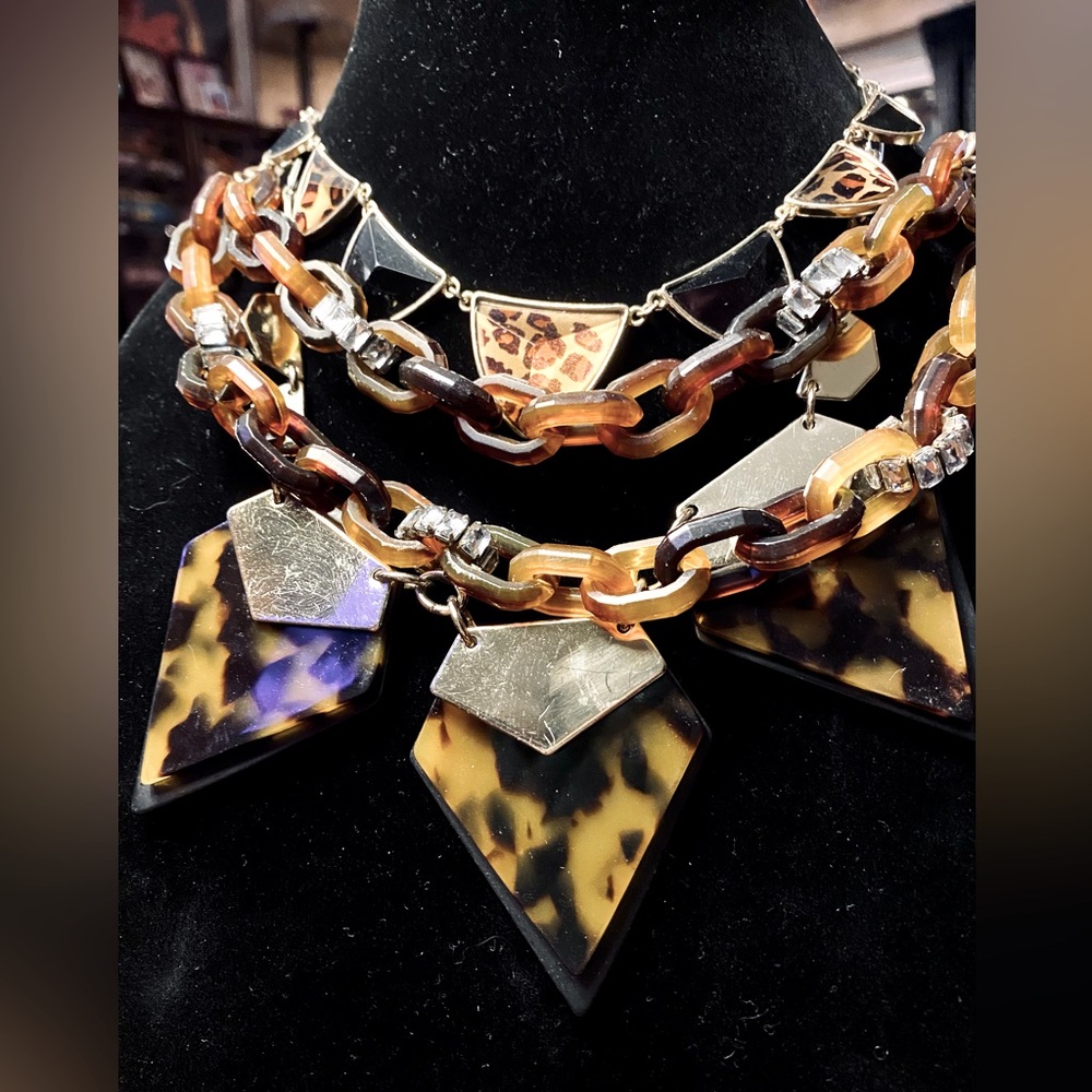 Bundle/lot of 3: Tortoiseshell & Leopard/Cheetah Necklaces J. Crew Express